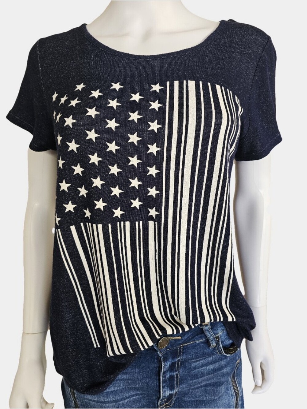 Agenda Boatneck Short Sleeve Patriotic Tunic Size M